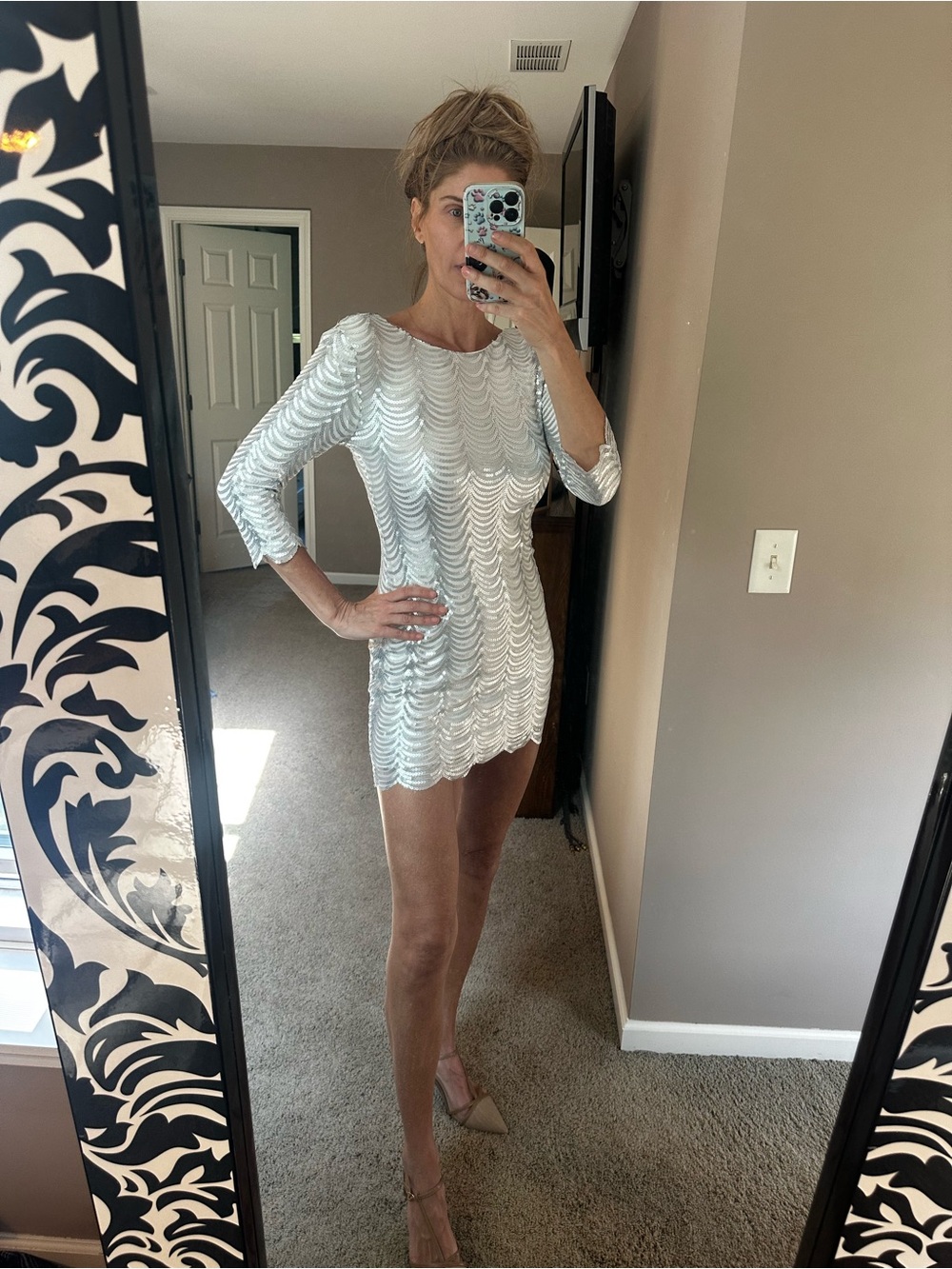 White Sequin Mini Dress - Elegant Party Dress